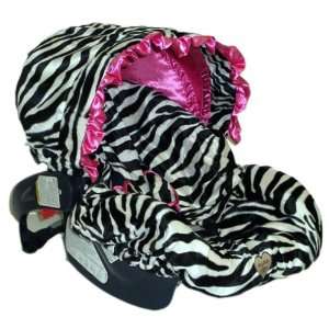   Baby Bella Maya Infant Car Seat Cover in Zebra with Pink Ruffle Baby