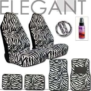  Zebra High Back Car Seat Cover Floor Mats and Steering Wheel Cover 