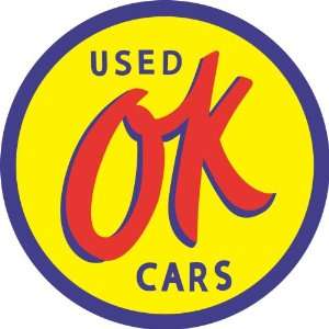  SignPast OK Used Cars Round Reproduction Vintage Sign Automotive