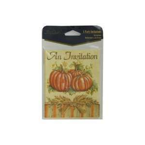  8 pack harvest stripe pumpkin invitations with envelopes 