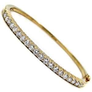 VS Ladies 1.70ct Round Diamond Bangle Bracelet 14k Yellow Gold