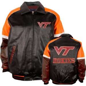  Virginia Tech Hokies Varsity Faux Leather Jacket Sports 