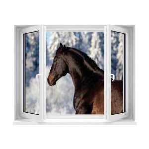   Window sticker with illusion on horses   100 x 120 cm