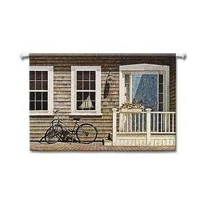 House and Bicycle Style Handwoven Wall Hanging Fabric 