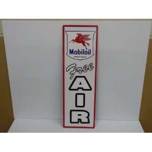  MOBILOIL MOBILGAS OLD STYLE GAS STATION SIGN W/RED STRIPE 