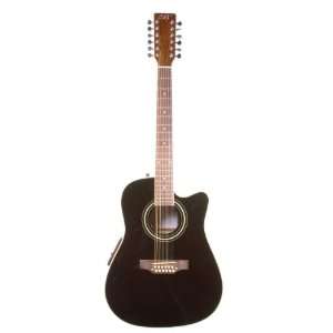  12 String Cutaway 4eq black Guitar Musical Instruments