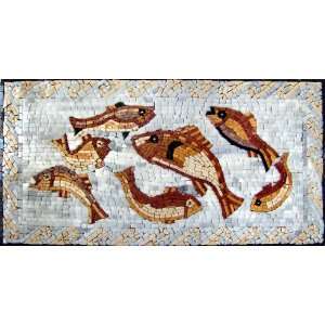  12x24 Red Fish Handmade Marble Mosaic Stone Art Tile 