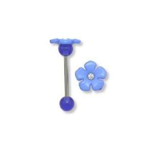  14G or 12G or 10G ACRYLIC FLOWER TOP BARBELL 14g 3/8~10mm 