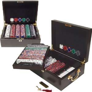 14g Tri Color Ace/King Suited Poker Set with Mahogany Case 500 Chips 