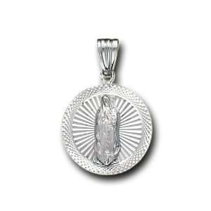  14K Solid White Gold Virgin Guadalupe DC Charm Pendant 