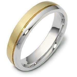   Comfort Fit 5mm Platinum and 18 Karat Gold Wedding Band Ring   6.25