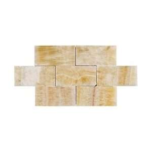  4x4 Sample of 3x6 Brick Pattern Honey Onyx Polished Mosaic 