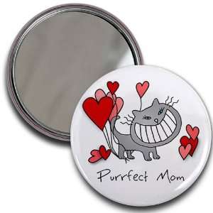  PURRFECT MOM Mothers Day 2.25 inch Glass Pocket Mirror 