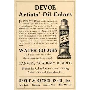  1920 Ad Cadmium Yellow Oil Water Color Paint Tubes Cake 