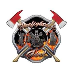  Firefighters Girl Inferno Maltese Cross Decal with Axes 