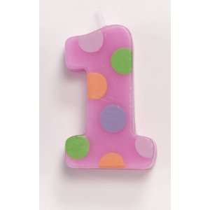  1st Birthday Molded Party Candles   Polka Dots Girl