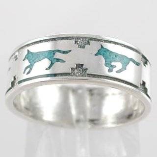 Southwestern Native American Style Running Wolf Band Ring in Sterling 