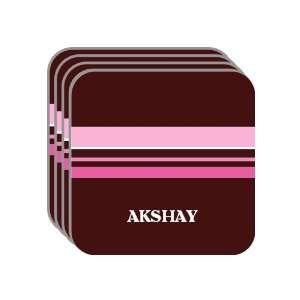 Personal Name Gift   AKSHAY Set of 4 Mini Mousepad Coasters (pink 