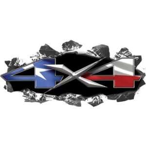  Ripped / Torn Metal 4x4 Decals with Texas Flag Automotive