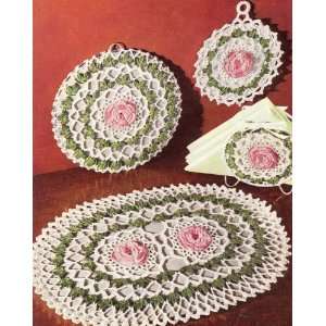  Vintage Crochet PATTERN to make   Irish Rose Hot Plate Pad 