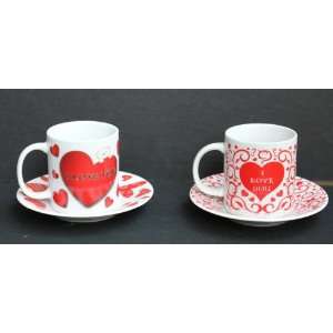  Set of (2) Different Valentines Espresso Mug 3 and 