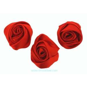  Medium Satin Rose Bud Flower in Red   6 Pieces Everything 