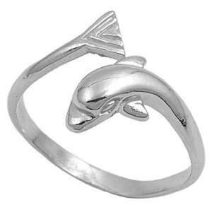  Sterling Silver Dolphin Ring, Size 9 Jewelry