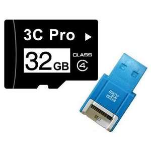 3C Pro 32GB 32G Class 4 C4 microSD microSDHC SDHC Card with SD Adapter 
