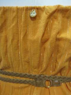 Bags womens orange metallic stripe belted halter tube dress XS $169 