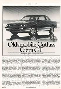 1986 Oldsmobile Cutlass Ciera GT Classic Article P66  