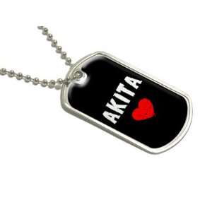  Akita Love   Black   Military Dog Tag Luggage Keychain 