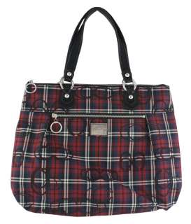 Coach Signature Poppy Tartan Glam Tote Black Multi Handbag New  