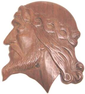 BEAUTIFUL HAND CARVED WOODEN FACE OF JESUS CHRIST  