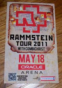 RAMMSTEIN Combichrist Tour 2011 Concert Flyer Card CA  