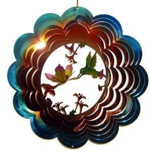  12 inch Metal 3D Copper And Blue Hummingbird Wind Chime 