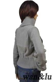 NWT Wanlu Grey Cardigan Sweater Long Sleeves Knit Top Zip Button 
