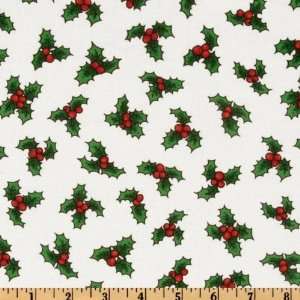  44 Wide Loralie Very Fairy Christmas Tossed Holly White 