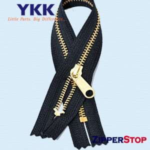 YKK #5 Brass Zipper HANDBAG Closed both end   Long Pull  