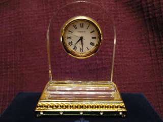 FABERGE Petit crystal clock GREEN enamel base NIB  