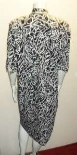 Robert Janan Eva designer dress L 12 14 cotton rayon black white 