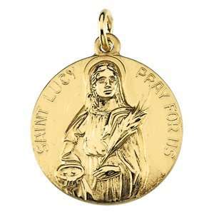  R45005 Sterling 18 Mm St. Lucy Medal W/ 18 Chain Jewelry