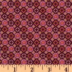  Designer Cotton Jersey Knit Floral Circles Pink/Purple/Yellow Fabric 