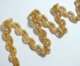 Z118 12mm Gold Ribbon String Lace Fabric Trim per Feet  