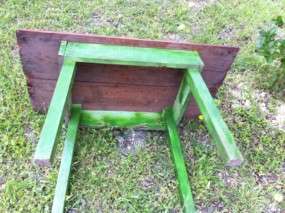 Vintage Primitive Wood Coffee Rustic Farm Table Bench  