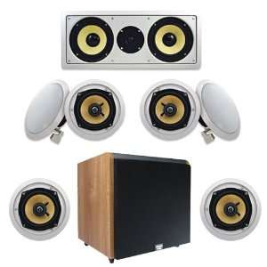  7 Piece 5.25 HD5 In Wall Speaker System w/1000W Maple 15 