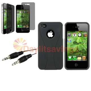 Black Cup Shape Case+Privacy Pro+3.5mm Cable For iPhone 4 s 4s 4th Gen 