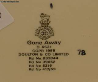 Large Royal Doulton Toby Jug Gone Away D6531 1959  