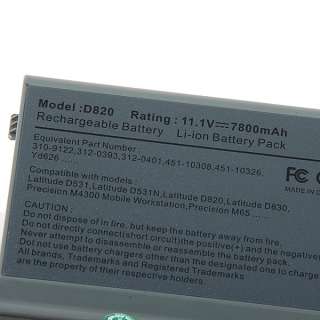 Replacement Dell Latitude D531 D820 D830 Battery 9 cells  