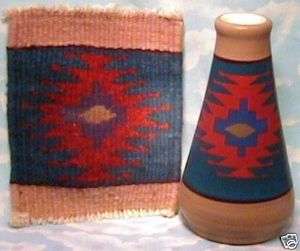 Zapotec wool rug & matching Cheyenne Hand Made Pottery  