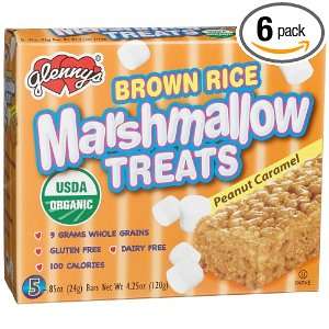 Glennys Brown Rice Marshmallow Treats, Peanut Caramel, 5 Count Boxes 